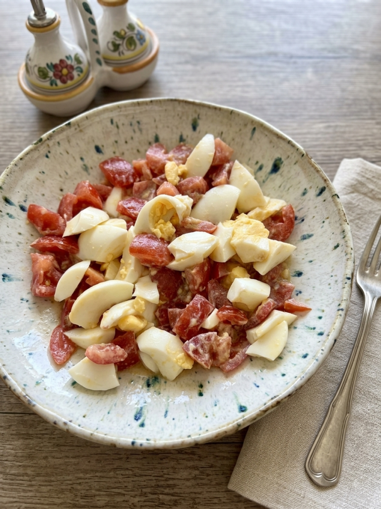 Insalata di uova sode e pomodori al limone