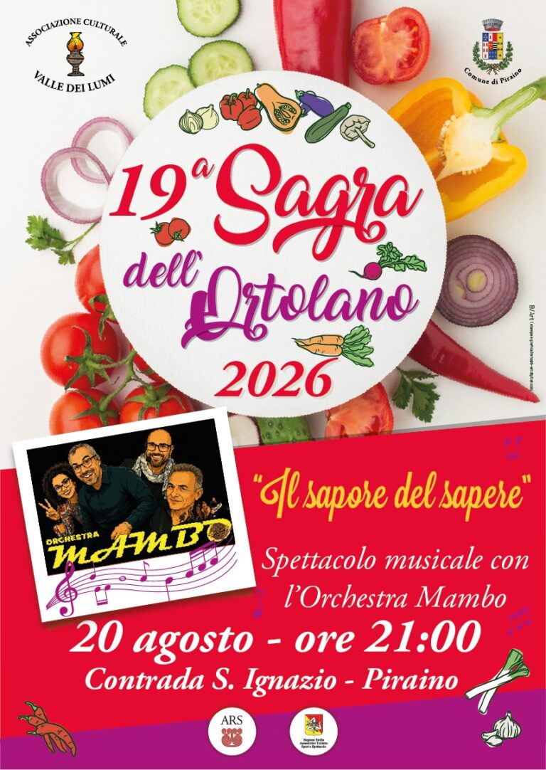 Piriano – La 19ª “Sagra dell’Ortolano” a Piraino: “Il sapore del sapere” tra eccellenze della terra e convivialità
