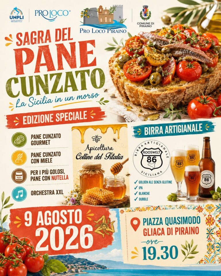 A Gliaca di Piraino torna la Sagra del Pane Cunzato: un’Edizione Speciale tra tradizione e sapori gourmet